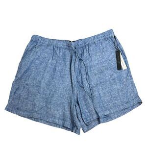 Tahari 100% Linen Denim Chambray Pull On Drawstring Shorts Women’s Size 2X NWT